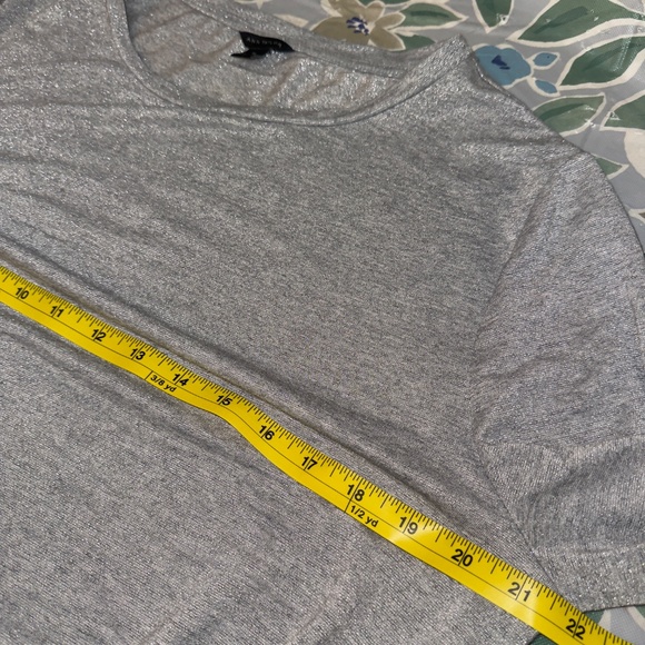 Ann Taylor Grey & Silver Sparkle Top, Side Knot TShirt, Long Sleeve, Women’s XL - Picture 11 of 13